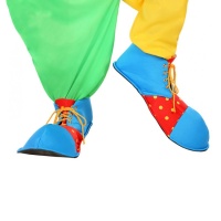 Scarpe da clown in tessuto blu e rosso - 35 cm