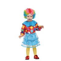 Costume clown con pois multicolori da bimba bebè