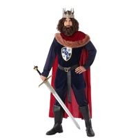 Costume re medievale con mantello da uomo