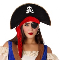 Cappello da pirata con nastro rosso
