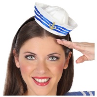 Mini cappello da marinaio bianco e blu