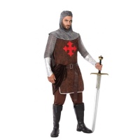 Costume cavaliere medievale marrone da uomo