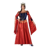 Costume regina medievale rosso e blu da donna