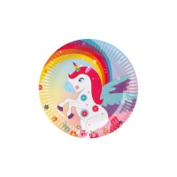 Piatto unicorno fantasia 18 cm - 6 unità