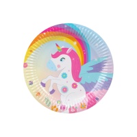 Piatto unicorno fantasia 23 cm - 6 unità