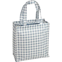 Borsa in tessuto Vichy blu impermeabile con cerniera