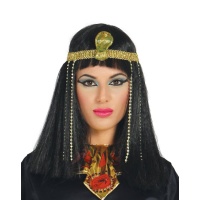 Parrucca egiziana con fascia dorata e cobra da donna