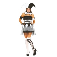 Costume arlecchino bianco e nero da donna