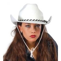 Cappello da cowboy bianco con tesa ricurva - 57 cm