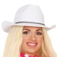 Cappello da cowboy bianco con tesa ricurva - 57 cm