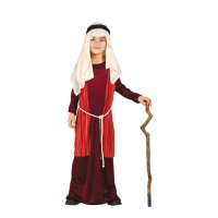 Costume ebraico con sciarpa rossa dabambino
