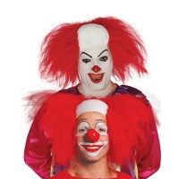 Parrucca clown rossa con calotta calva