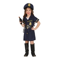 Costume poliziotto con cappello da bambina