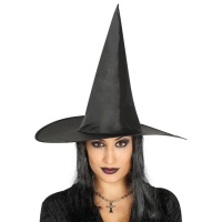 Cappello da strega nero con parrucca da donna - 61 cm