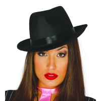 Cappello fedora nero con nastro nero - 60 cm