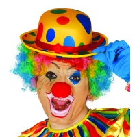 Cappello da clown giallo con pois colorati - 60 cm