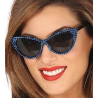 Occhiali con strass blu