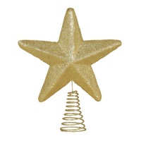 Puntale albero stella dorata con spirale da 21 cm