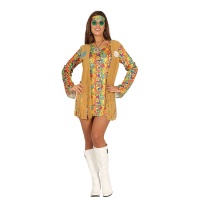 Costume hippie con fiori corto per donna
