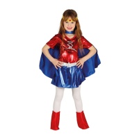 Costume super donna con mantella da bambina