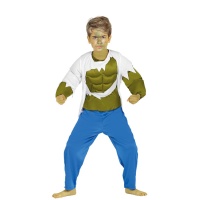 Costume supereroe verde muscoloso da bambino