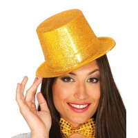 Cappello di plastica con brillantini dorati - 58 cm