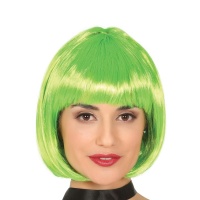 Parrucca corta con frangia verde