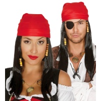 Parrucca da pirata con bandana rossa