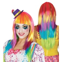 Parrucca lunga multicolore clown