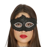 Maschera nera veneziana decorata
