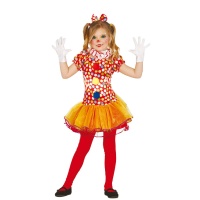 Costume clown con pois rossi da bambina