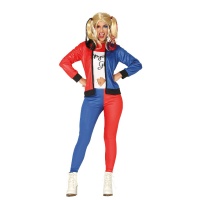 Costume rosso e blu da Harley supercattiva da donna