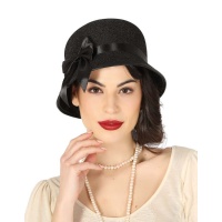 Cappello nero anni'20 con nastro - 57 cm