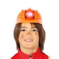 Casco da operaio arancione con luce per bambini - 50 cm