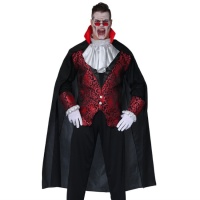 Mantello nero da vampiro con collo rosso - 140 cm