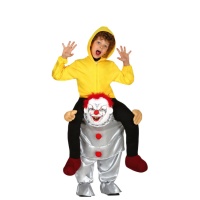 Costume bambino sulle spalle di un clown assassino