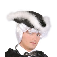 Cappello da ammiraglio con piuma bianca - 60 cm