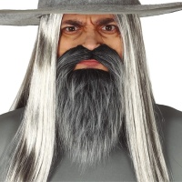 Barba con baffi grigi canuta adesiva