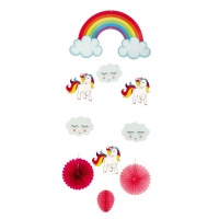 Decorazioni verticali arcobaleno e unicorno - 93 cm
