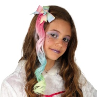 Ciocca capelli multicolore con sirena e fiocco