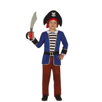 Costume capitano pirata blu da bambino