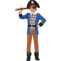 Costume capitano pirata blu da bambino