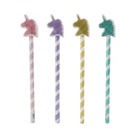 Matita con gomma a forma di unicorno con glitter - 1 unità