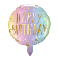 Palloncino Happy Birthday multicolore pastello da 45 cm