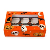 Scatola per 6 cupcakes di Halloween arancione - Azucren