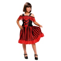 Costume can can righe rosse nere da bambina