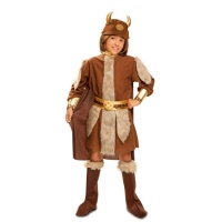 Costume vichingo con mantellina, casco e copristivale per bambino