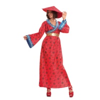 Costume cinese rosso e blu da donna