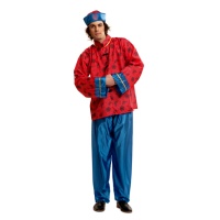 Costume cinese rosso blu da uomo