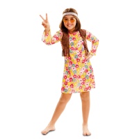 Costume hippie con fiori da bambina